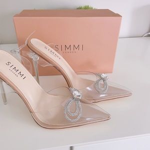 Simmi London Karoline Heels with Rhinestone Bow